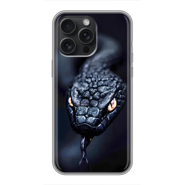 Чехол с принтом «Черная змея» для iPhone 15 Pro Max