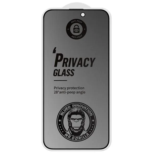 Защитное 2.5D стекло Blueo Full Cover Anti-Peep Matte для Apple iPhone 15 Pro (6.1") — Черный — фото 2