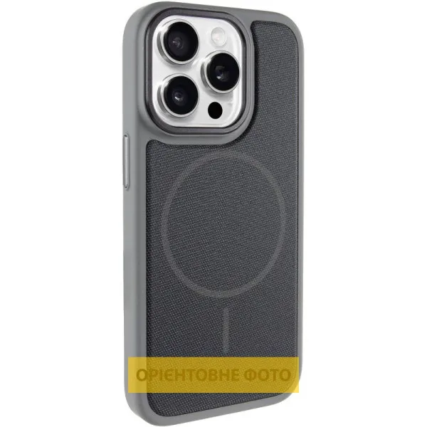 Чохол PC Textile Hybrid with Magnetic Fit для Apple iPhone 15 Pro (6.1") — Сірий — фото 1