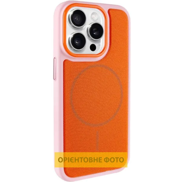 Чохол PC Textile Hybrid with Magnetic Fit для Apple iPhone 15 Pro (6.1") — Рожевий — фото 3 Чохол PC Textile Hybrid with Magnetic Fit для Apple iPhone 15 Pro (6.1") — Рожевий — фото 3