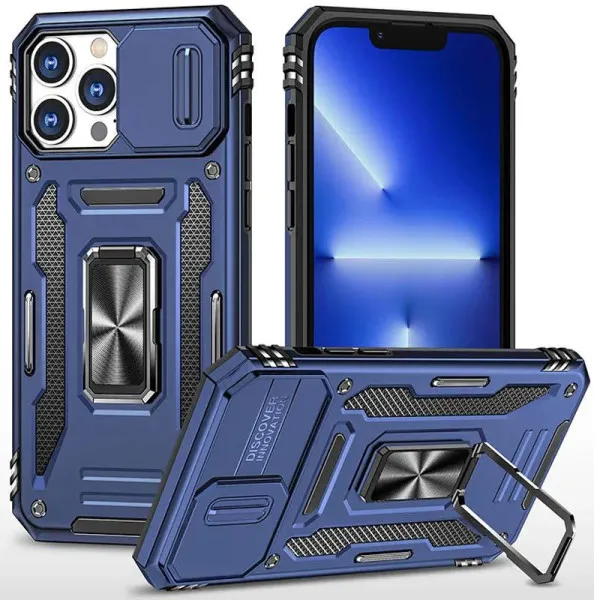 Ударостійкий чохол Camshield Army Ring для Apple iPhone 15 Pro (6.1") — Синій Ударостійкий чохол Camshield Army Ring для Apple iPhone 15 Pro (6.1") — Синій