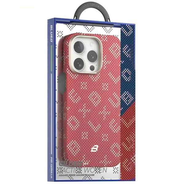 TPU+PC чохол Blueo Gilded Tactile Woven with Magnetic Fit для Apple iPhone 15 Pro (6.1") — Червоний — фото 3