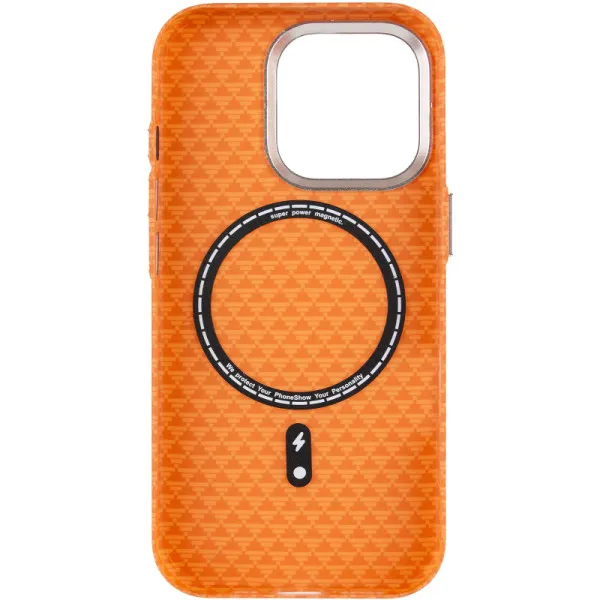 Чохол TPU+PC KVZV Triangular Pattern with Magnetic Fit для Apple iPhone 15 Pro (6.3") — Помаранчевий — фото 3