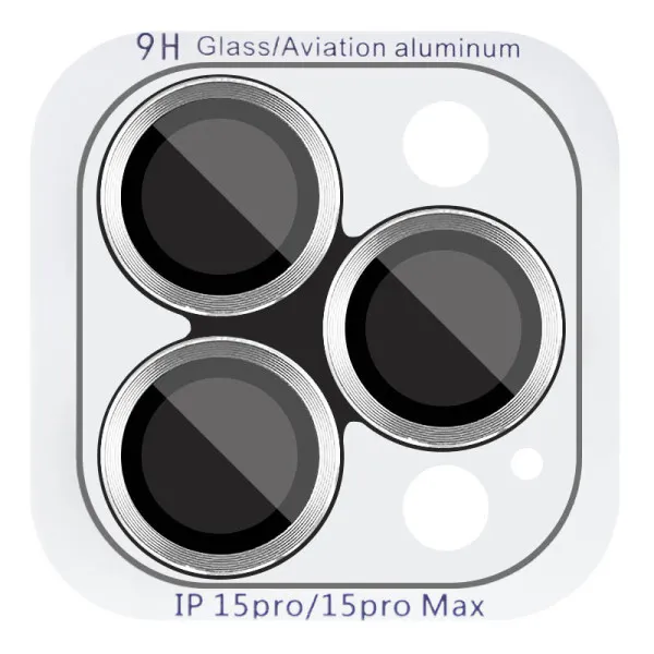 Защитное стекло Metal Classic на камеру (в упак.) для Apple iPhone 15 Pro (6.1") / 15 Pro Max (6.7") — Серебряный — фото 1