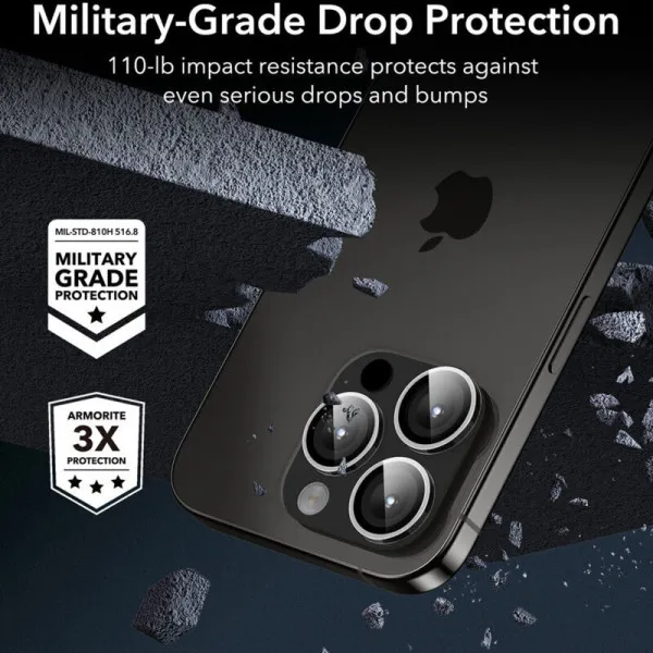 Защитное стекло Metal Classic на камеру (в упак.) для Apple iPhone 15 Pro (6.1") / 15 Pro Max (6.7") — Серебряный — фото 5