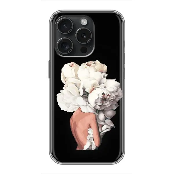 Чехол с принтом «Белые цветы» для iPhone 15 Pro