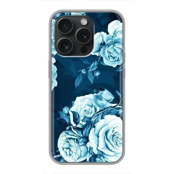 Чехол с принтом «Голубые Бутоны» для iPhone 15 Pro