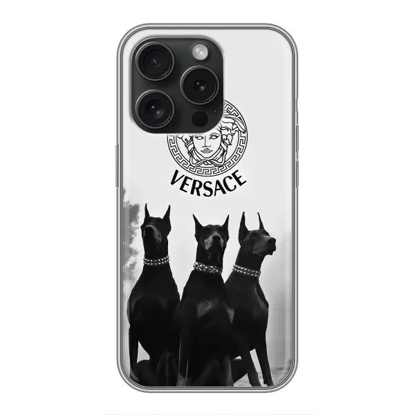 Чохол з принтом «Доберман Версаче» для iPhone 15 Pro