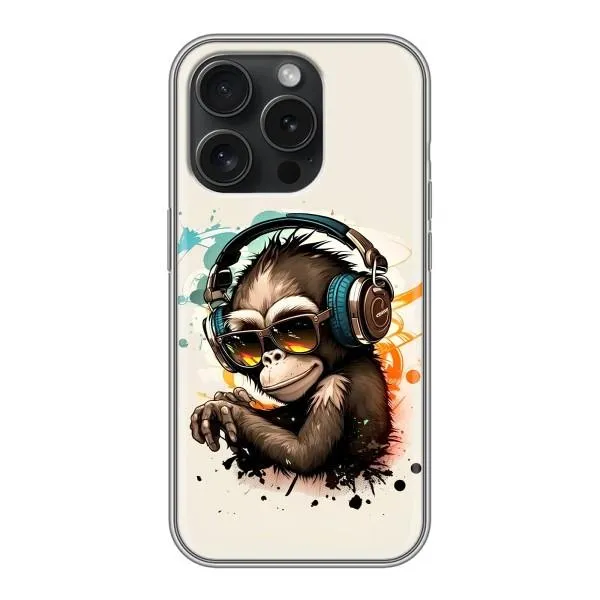 Чохол з принтом «Макака в навушниках» для iPhone 15 Pro