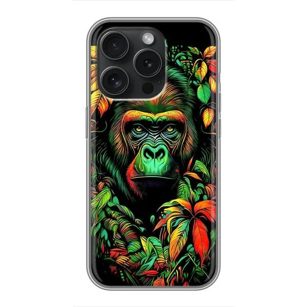 Чохол з принтом «Мавпа в квітах» для iPhone 15 Pro