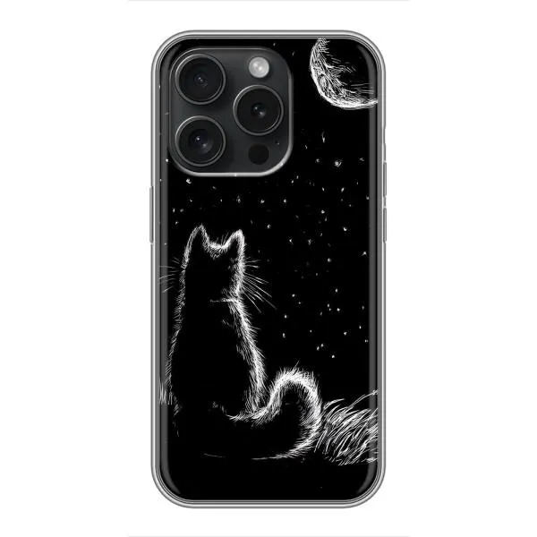 Чехол с принтом «Котик и луна» для iPhone 15 Pro