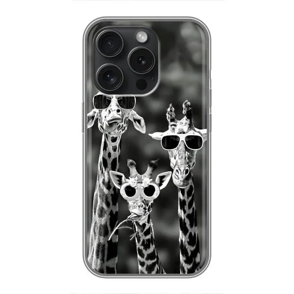 Чохол з принтом «Жирафи в окулярах» для iPhone 15 Pro