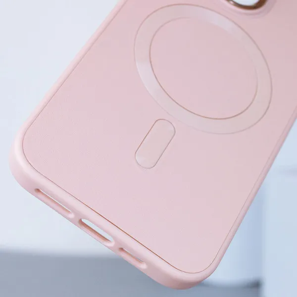 Шкіряний чохол Bonbon Leather Metal Style with Magnetic Fit для Apple iPhone 15 (6.1") — Рожевий — фото 4