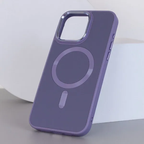 Шкіряний чохол Bonbon Leather Metal Style with Magnetic Fit для Apple iPhone 15 (6.1") — Сірий — фото 3