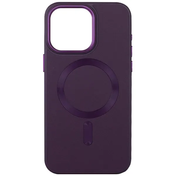 Шкіряний чохол Bonbon Leather Metal Style with Magnetic Fit для Apple iPhone 15 (6.1") — Фіолетовий — фото 1
