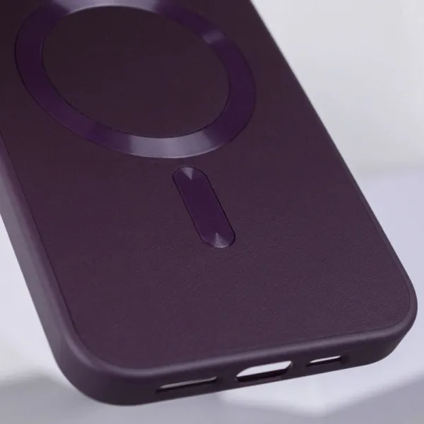 Шкіряний чохол Bonbon Leather Metal Style with Magnetic Fit для Apple iPhone 15 (6.1") — Фіолетовий — фото 4