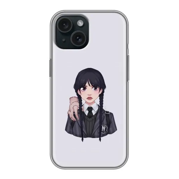 Чехол с принтом «Уэнздей и Вещь» для iPhone 15 Чехол с принтом «Уэнздей и Вещь» для iPhone 15