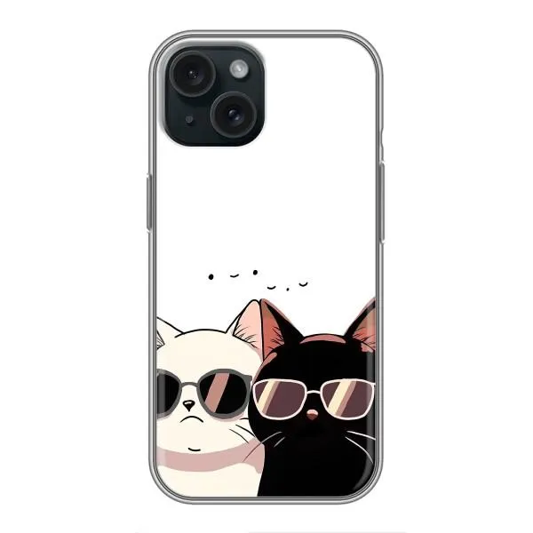 Чохол з принтом «Коти в окулярах» для iPhone 15