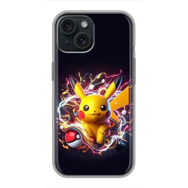 Чохол з принтом «Пікачу з м'ячем» для iPhone 15