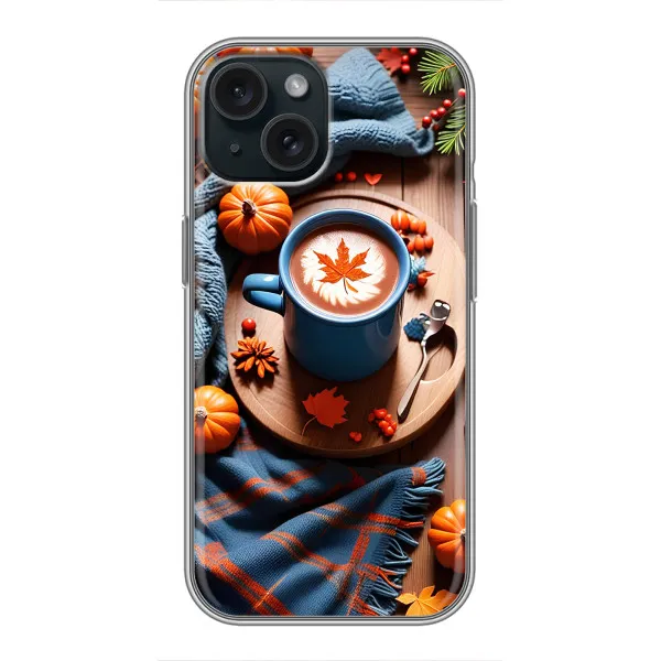 Чехол с принтом «Кофе и тыковки» для iPhone 15