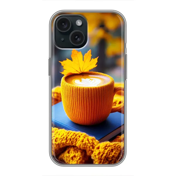Чехол с принтом «Кофе на желтом пледе» для iPhone 15