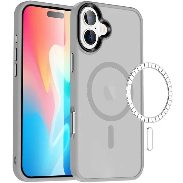 TPU+PC чехол Metal Buttons with MagSafe Colorful для Apple iPhone 16 Plus (6.7") — Серый — фото 3 TPU+PC чехол Metal Buttons with MagSafe Colorful для Apple iPhone 16 Plus (6.7") — Серый — фото 3