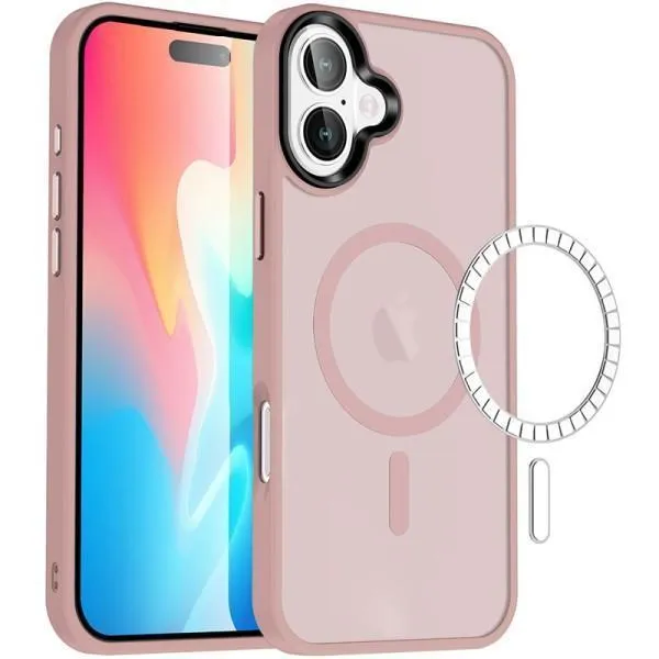 TPU+PC чехол Metal Buttons with MagSafe Colorful для Apple iPhone 16 Plus (6.7") — Розовый — фото 3