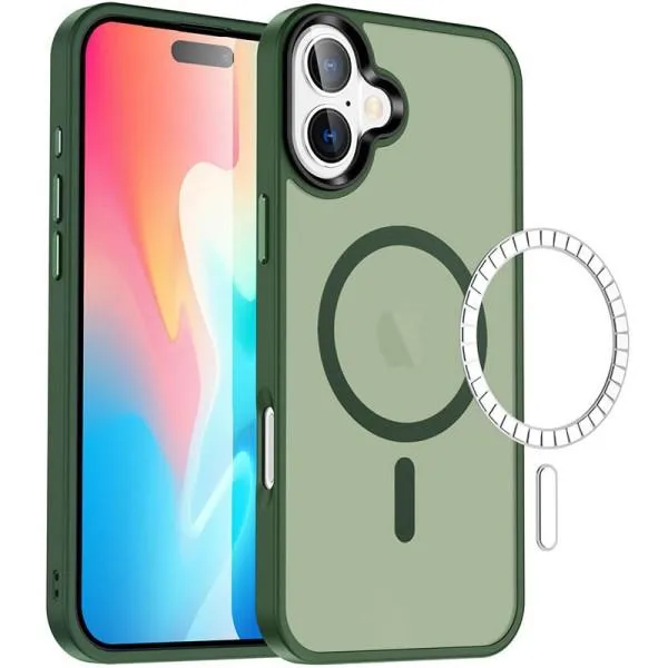 TPU+PC чехол Metal Buttons with MagSafe Colorful для Apple iPhone 16 Plus (6.7") — Зеленый — фото 4 TPU+PC чехол Metal Buttons with MagSafe Colorful для Apple iPhone 16 Plus (6.7") — Зеленый — фото 4