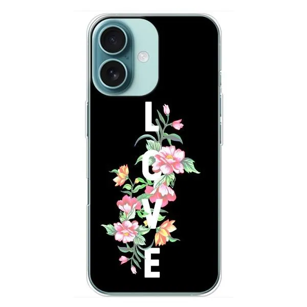 Чохол з принтом «Квіти LOVE» для iPhone 16 Plus