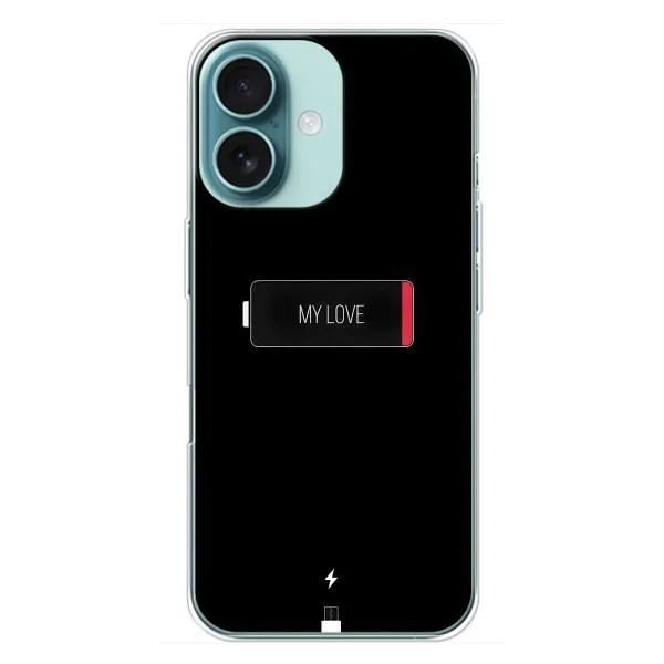 Чохол з принтом «Love battery» для iPhone 16 Plus