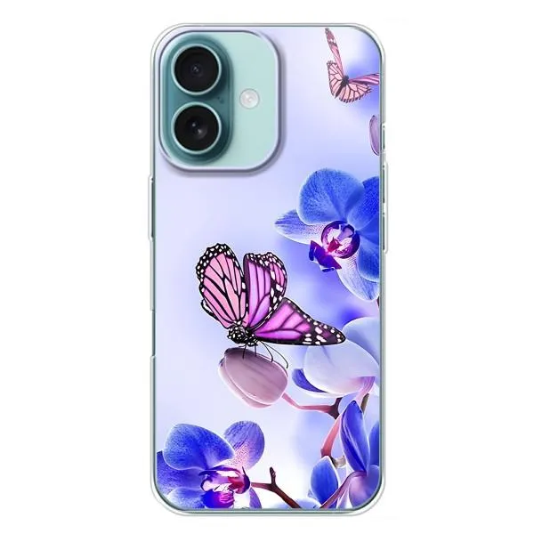Чохол з принтом «Метелик на квітах» для iPhone 16 Plus Чохол з принтом «Метелик на квітах» для iPhone 16 Plus