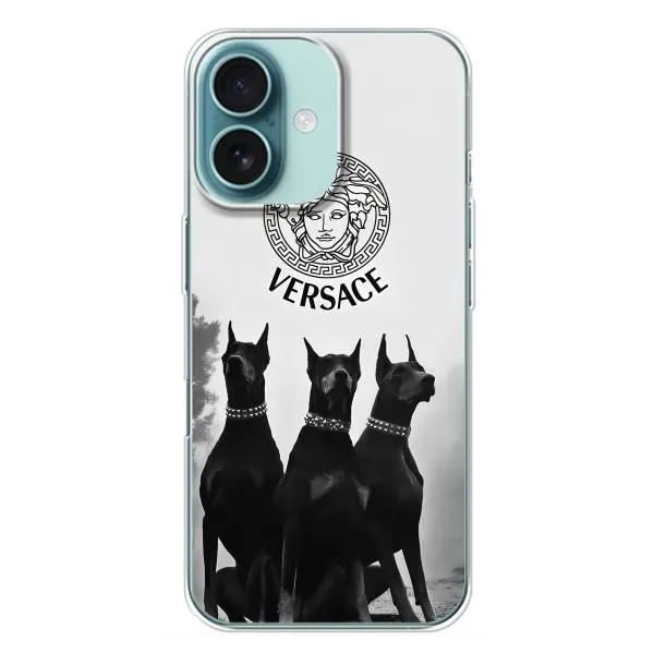 Чохол з принтом «Доберман Версаче» для iPhone 16 Plus