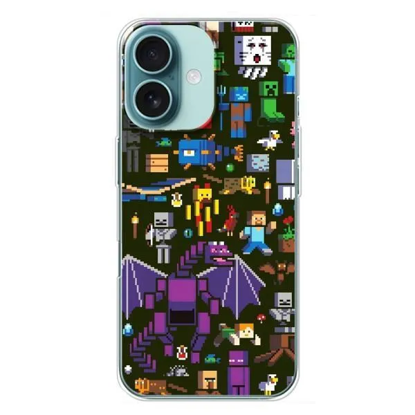 Чохол з принтом «Колаж Майнкрафт» для iPhone 16 Plus Чохол з принтом «Колаж Майнкрафт» для iPhone 16 Plus