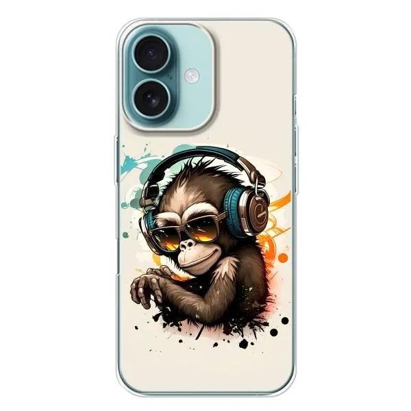 Чохол з принтом «Макака в навушниках» для iPhone 16 Plus