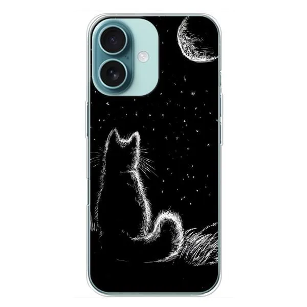 Чохол з принтом «Котик і місяць» для iPhone 16 Plus