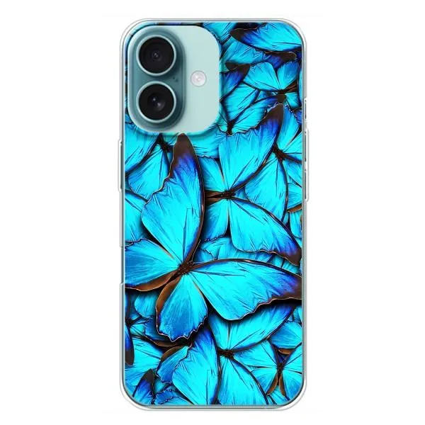 Чохол з принтом «Сині метелики» для iPhone 16 Plus Чохол з принтом «Сині метелики» для iPhone 16 Plus