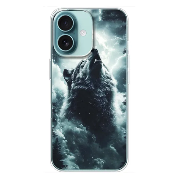 Чохол з принтом «Вовк у хмарах» для iPhone 16 Plus