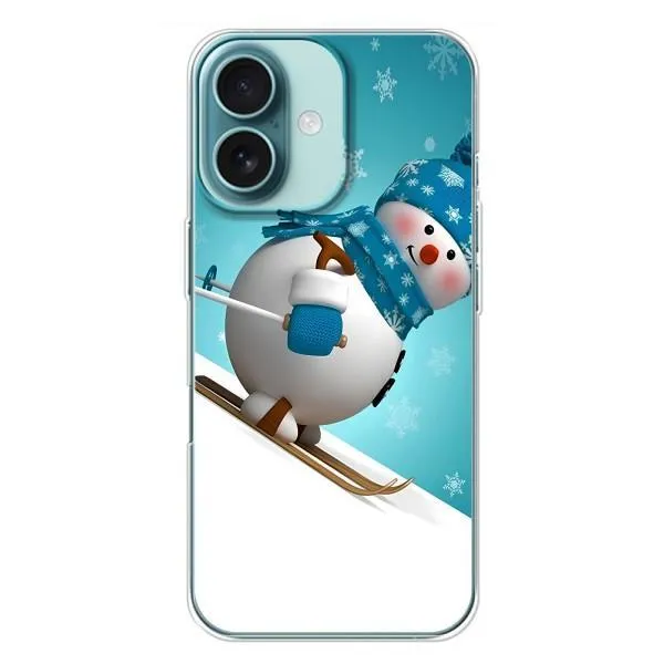 Чохол з принтом «Сніговик на лижах» для iPhone 16 Plus Чохол з принтом «Сніговик на лижах» для iPhone 16 Plus