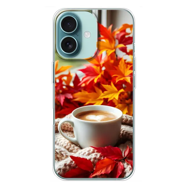 Чохол з принтом «Кава та листя» для iPhone 16 Plus