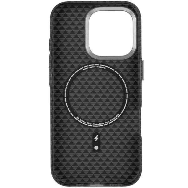 Чохол TPU+PC KVZV Triangular Pattern with Magnetic Fit для Apple iPhone 16 Pro Max (6.9") — Чорний — фото 3
