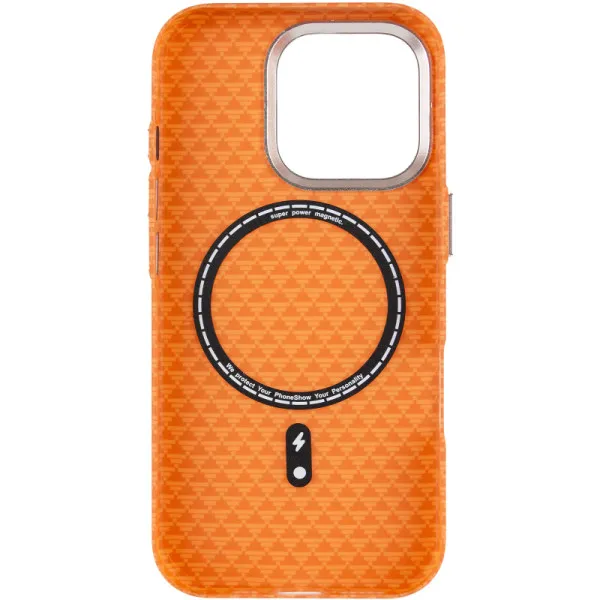 Чохол TPU+PC KVZV Triangular Pattern with Magnetic Fit для Apple iPhone 16 Pro Max (6.9") — Помаранчевий — фото 3