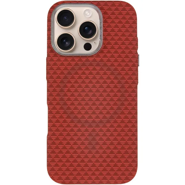 Чохол TPU+PC KVZV Triangular Pattern with Magnetic Fit для Apple iPhone 16 Pro Max (6.9") — Червоний — фото 2