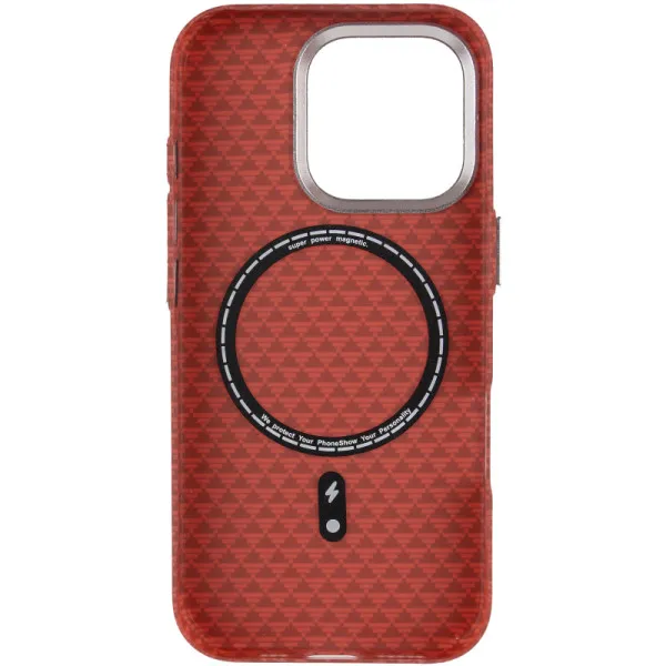 Чохол TPU+PC KVZV Triangular Pattern with Magnetic Fit для Apple iPhone 16 Pro Max (6.9") — Червоний — фото 3