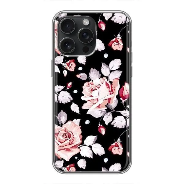 Чохол з принтом «Квіти на чорному» для iPhone 16 Pro Max Чохол з принтом «Квіти на чорному» для iPhone 16 Pro Max