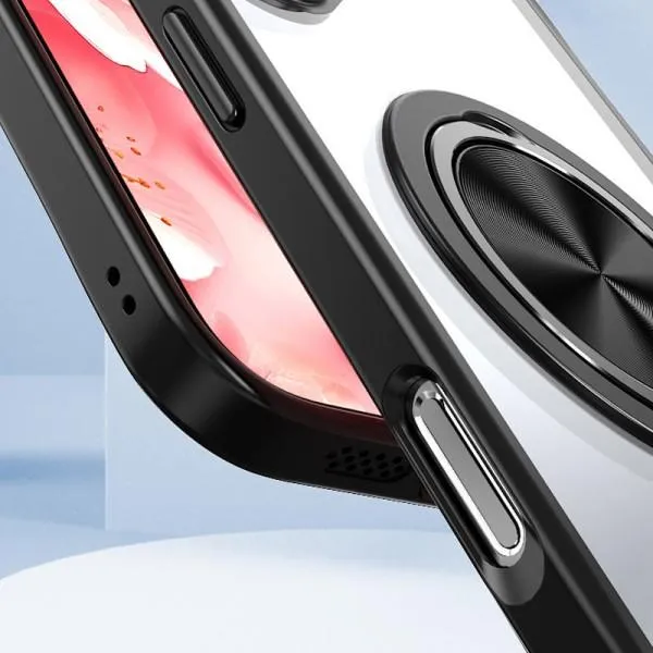TPU+PC чехол Metal Ring with Magnetic Fit для Apple iPhone 16 Pro (6.3") — Черный — фото 2