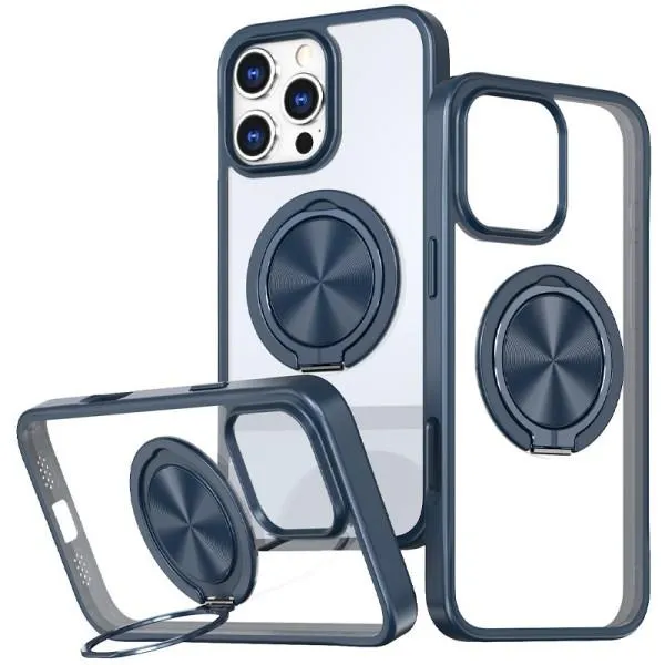 TPU+PC чехол Metal Ring with Magnetic Fit для Apple iPhone 16 Pro (6.3") — Синий