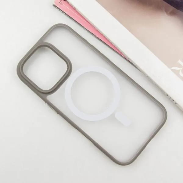 TPU+PC чехол Blueo Skin Friendly Frosted with Magnetic Fit для Apple iPhone 16 Pro (6.3") — Серый — фото 2