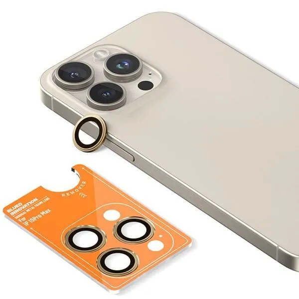 Захисне скло BlueO Metal на камеру для Apple iPhone 16 Pro / 16 Pro Max / 15 Pro / 15 Pro Max — Золотий — фото 2