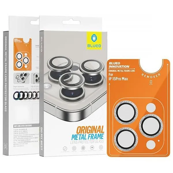 Захисне скло BlueO Metal на камеру для Apple iPhone 16 Pro / 16 Pro Max / 15 Pro / 15 Pro Max — Срібний — фото 2
