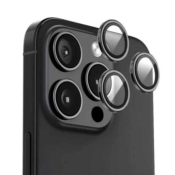 Захисне скло BlueO Metal на камеру для Apple iPhone 16 Pro / 16 Pro Max / 15 Pro / 15 Pro Max — Чорний — фото 3